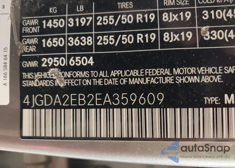 2014 Mercedes-Benz Ml 350 Bluetec 4Matic z USA, uszkodzony, nr VIN 4JGDA2EB2EA359609